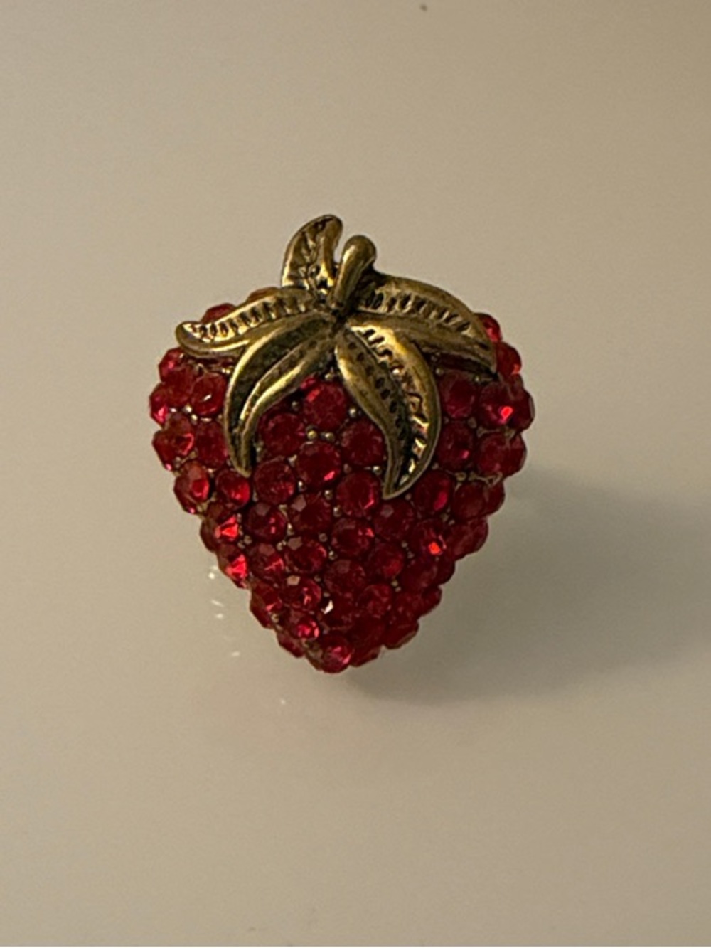 Red Crystal Strawberry Statement Ring